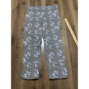 ABN Pants, Women's Medium, White Black Blue, Striped, Floral, Capris, Pull On